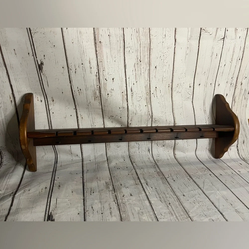 Vintage Wooden Plate Spoon Display Rack Wall Shelf Collection Pegs